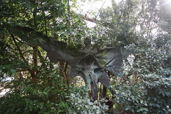 A large bronze sculpture Icarus designed by Donald Brooke H. 2.8m W.5m approx.